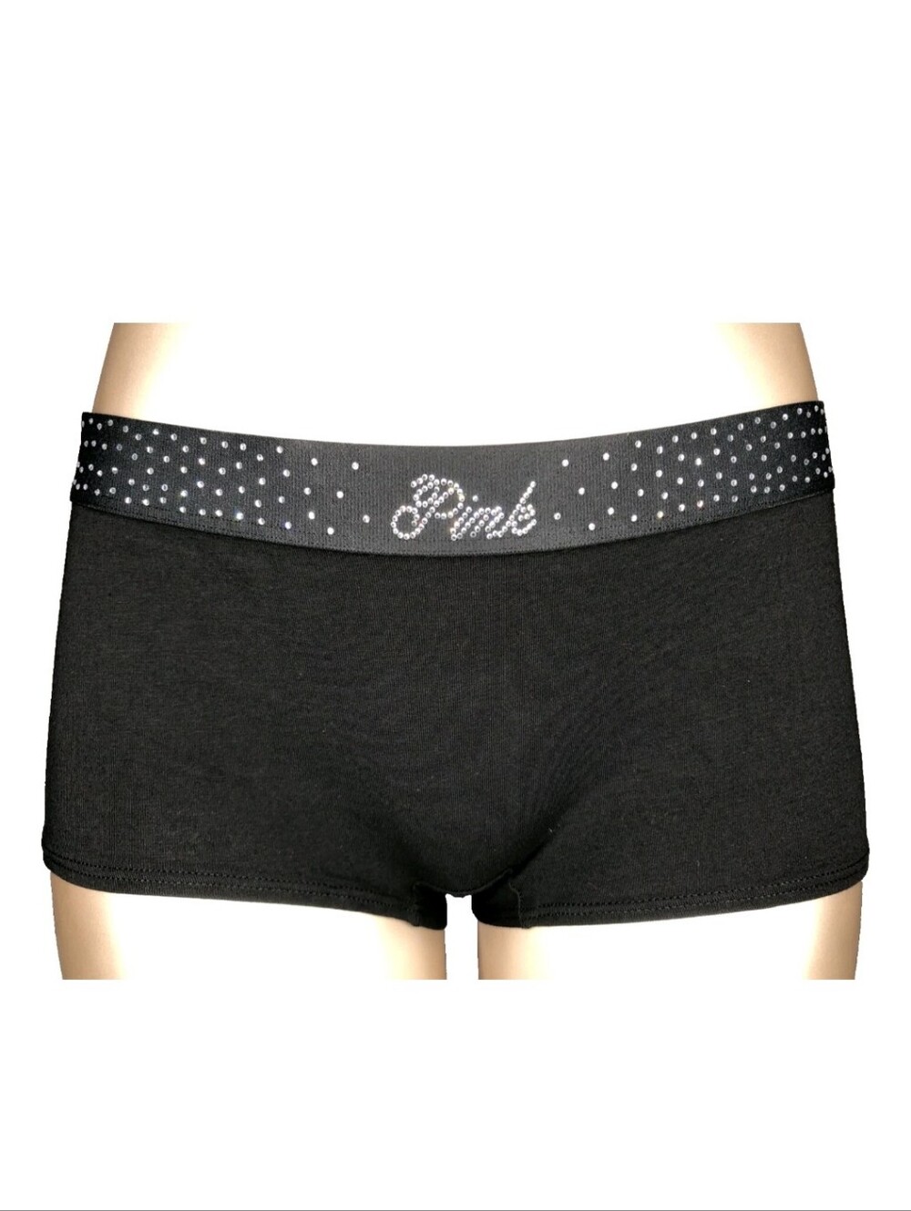 Victoria's secret PINK Logo Cotton shine Boyshort Panty BLING Y2k NEW! LARGE